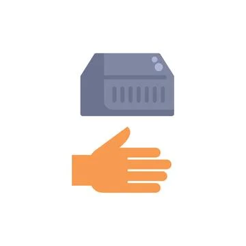 Hand holding modern projector for presentation or home cinema Stock Illustration