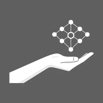 Hand holding molecular structure graphic icon Stock Illustration