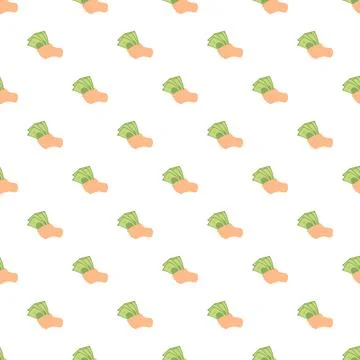 Hand holding money notes seamless pattern background Stock Illustration