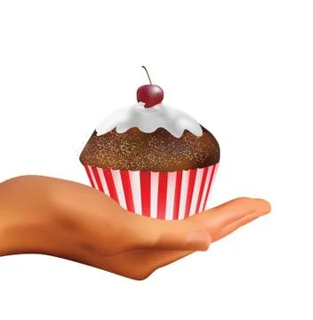 Hand holding muffin Stock Illustration