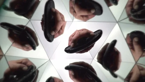 Hand holding Multimedia remote control on white background Stock Footage 87828788