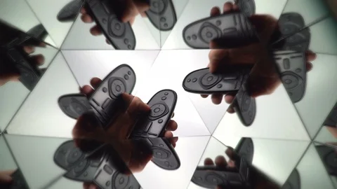 Hand holding Multimedia remote control on white background Stock Footage 87828886