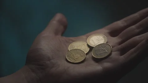 Hand Holding Multiple Euro Coins Stock Footage 280551480