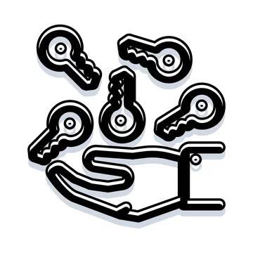Hand holding multiple keys concept for access and solution 스톡 일러스트