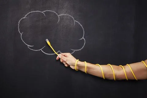 Hand holding a network cable Fotos de archivo