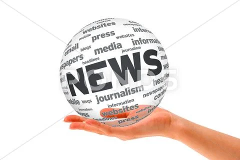Hand holding a news 3d sphere Stock Illustration