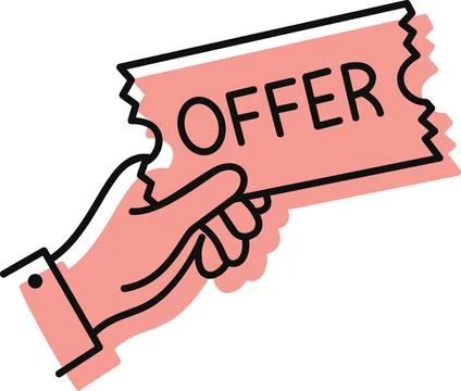 Hand Holding Offer Coupon Ticket Иллюстрация