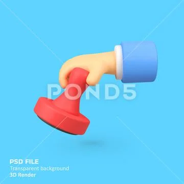 Hand holding office stamp isolated 3d render icon illustration PSD Template