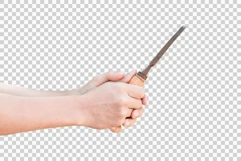 Hand holding old rusty chisel isolated Stock Photos