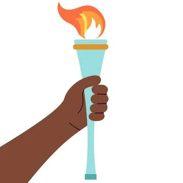 Hand holding Olympic torch with fire Stock Illustration