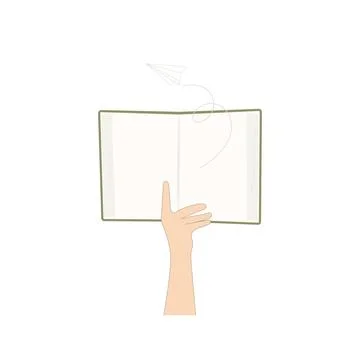 Hand holding open book. Back to school, reading, education, knowledge concept Stock Illustration