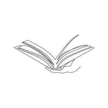 Hand holding open book. One line drawing style. 库存插图