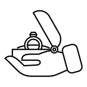 Hand holding open engagement ring box Stock Illustration