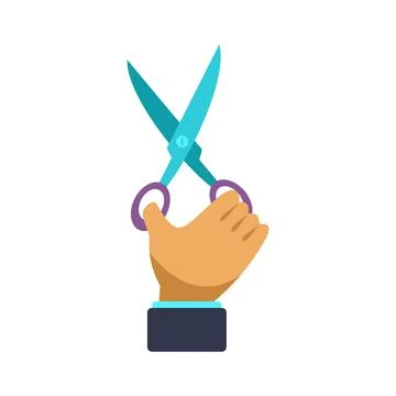 Hand holding open scissors for cutting or craft concept Stock Illustration