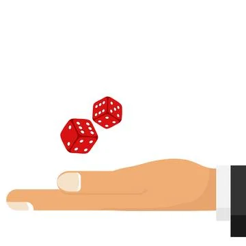 Hand holding or throwing two red dice gambling and luck concept vector Stock Illustration