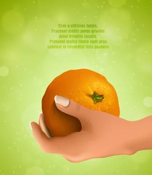 Hand holding an orange Stock Illustration