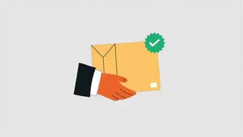 Hand Holding Package with Approved Icon Animation - Transparent Stock Footage 323584567