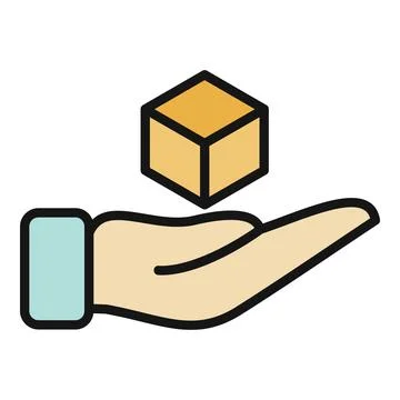 Hand holding package box delivering service icon Stock Illustration