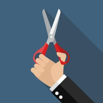 Hand holding a pair of scissors Stock Illustration