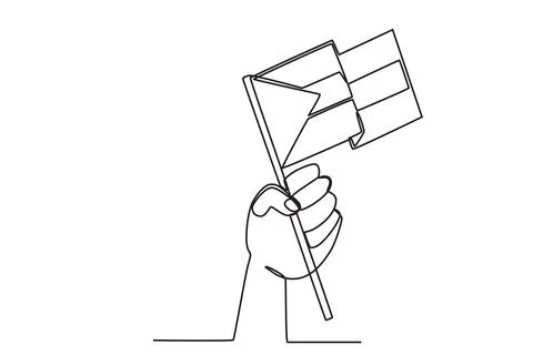 A hand holding a Palestinian flag Stock Illustration
