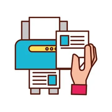 Hand holding paper copy printer machine 스톡 일러스트