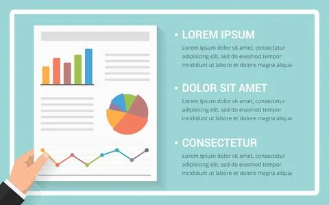 Hand Holding Paper with Graphs Illustrazione stock