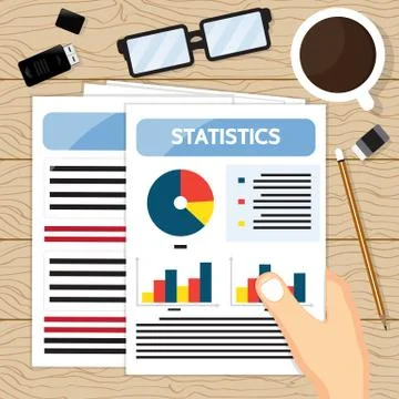 Hand holding paper Statistics. Stock Illustration