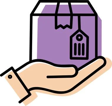Hand holding parcel box tag icon Stock Illustration