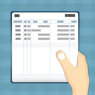 Hand holding passbook . Stock Illustration