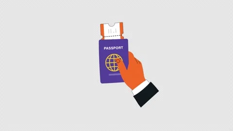Hand Holding Passport with Boarding Pass Ticket Animation Video - Transparent Stock Footage 323777937