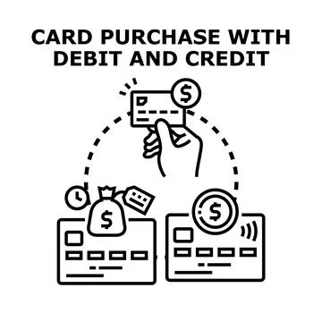 Hand holding payment card for debit and credit transactions 库存插图