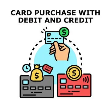 Hand holding payment card for debit and credit transactions 库存插图