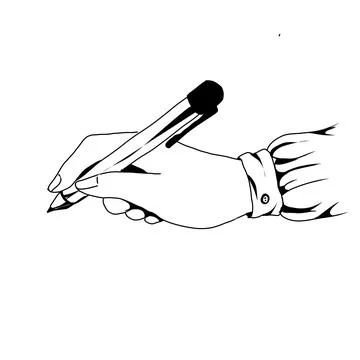 Hand holding a pen Stock Illustration