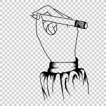 Hand holding a pen Stock Illustration