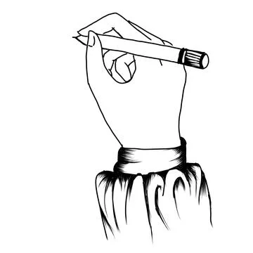 Hand holding a pen Stock Illustration