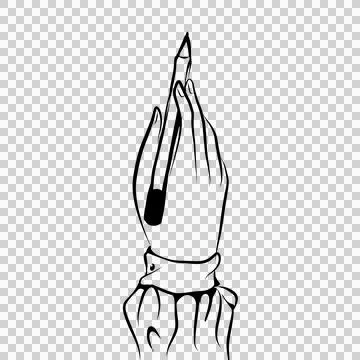 Hand holding a pen Stock Illustration