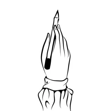Hand holding a pen Stock Illustration