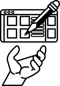 Hand holding a pencil is drawing on a computer screen Illustrazione stock