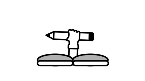 Hand Holding Pencil Icon Stock Footage 346804146
