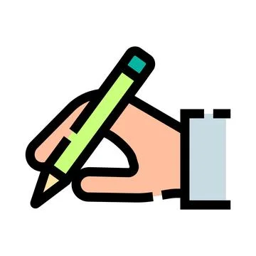Hand holding pencil writing creating content Stock Illustration