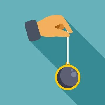 Hand holding pendulum doing hypnosis dowsing looking for answers Stock Illustration