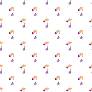 Hand holding pendulum seamless pattern for hypnosis therapy Stockillustratie