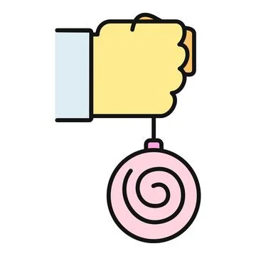 Hand holding pendulum with spiral for hypnosis Stock Illustration