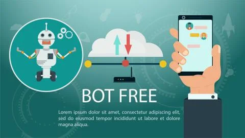 Hand Holding phone Chatbot Virtual Assistance Robot Website Or Mobile Apps Ar Stock Illustration