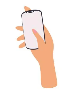 Hand holding phone. Empty screen, phone mockup. Editable smartphone template  Stock Illustration