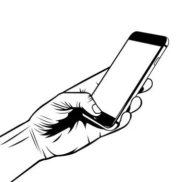 A hand holding phone simple vector illustration Stock Illustration