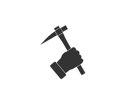 Hand holding pickaxe icon. Vector illustration, flat design. Stock Illustration