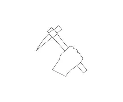 Hand holding pickaxe icon. Vector illustration, flat design. Stock Illustration
