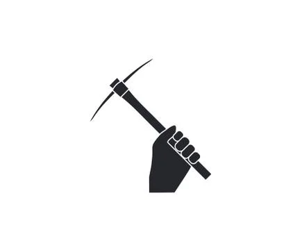 Hand holding pickaxe icon. Vector illustration, flat design. Stock Illustration