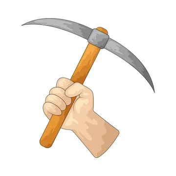 Hand holding pickaxe illustration Ilustración de archivo